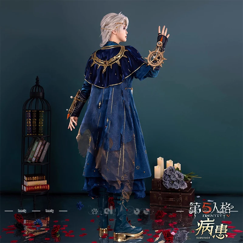 Identity V Tracing Light Emil Cosplay Costume Wig Patient Coat Cloak Vest Necklace Headwear Earrings Full Set Men Women Carnival