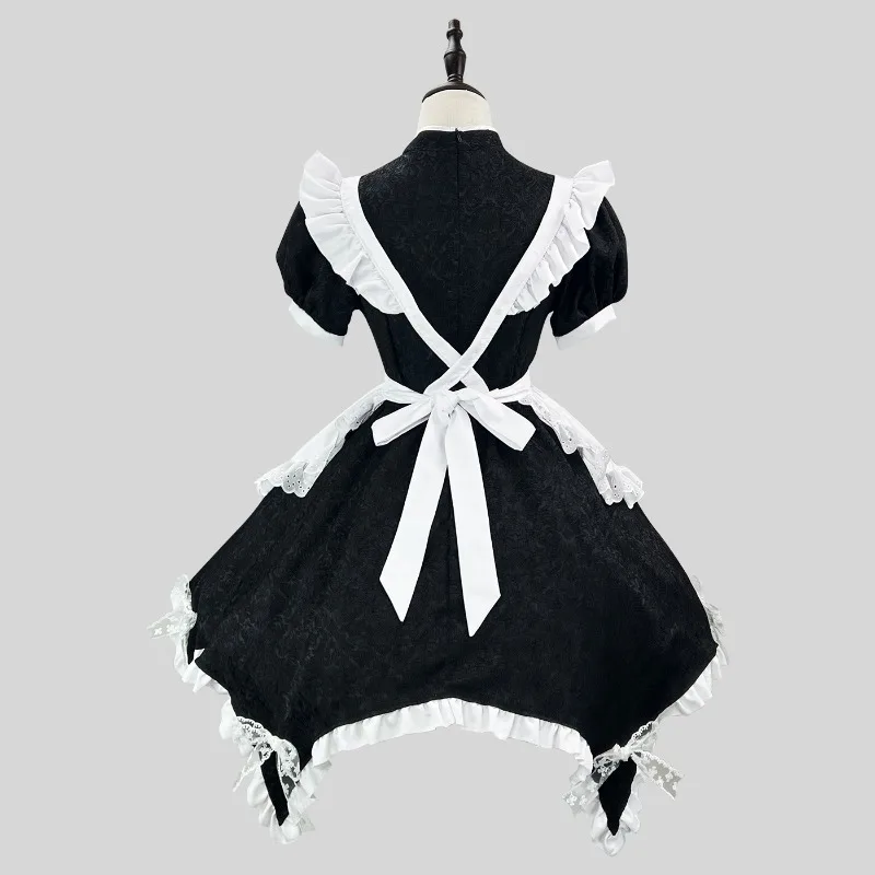 Chinese Style Maid Dress Sweet Lolita Cosplay Outfit Lace Ruffle Apron Costume With Maid Headpiece S-5XL - view 3