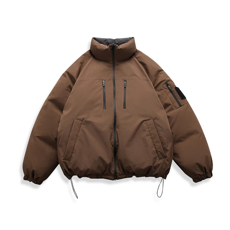 

Double-Sided Wearable down Jacket Men's Fashionable Winter Coat Stand Collar Design Warm Trendy Polyester Fiber Zipper Style