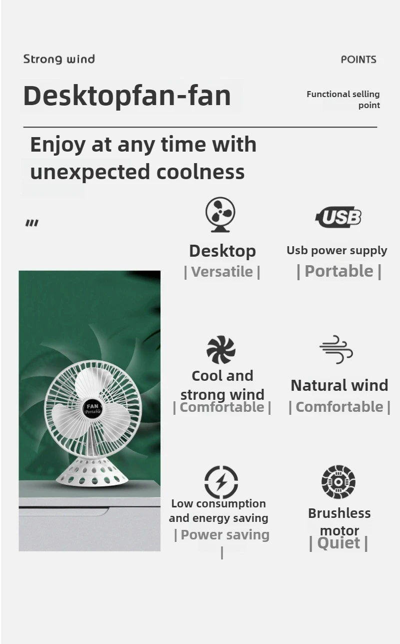 2026-hot sell Cable Control Mini Small Fan USB Silent Fan Stand Fan Portable USB Super Quiet Home Dormitory Student 24 Hours Ind