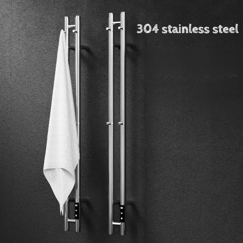 Stainless Steel Heated Towel Rack Smart Durable Electric Towel Warmers Vertical Wall Mounted Bathroom Hardware Household Using
