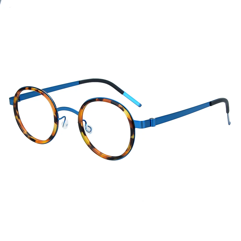 Monture de lunettes rondes ultralégères pour hommes et femmes, acétate de titane, lunettes sans vis, lunettes du Bad, 1011