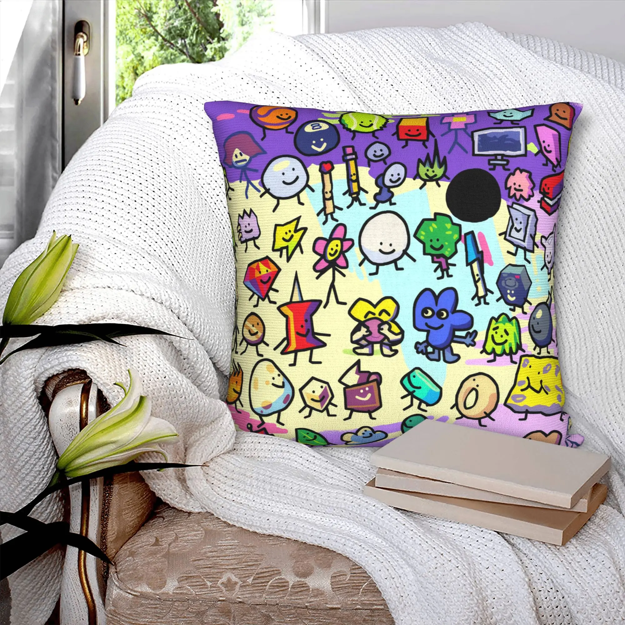 Fashion BFDI Cushion Cover 45x45cm Velvet Cute Cartoon Childlike Throw Pillow Case for Car Square Pillowcase Home Decorative