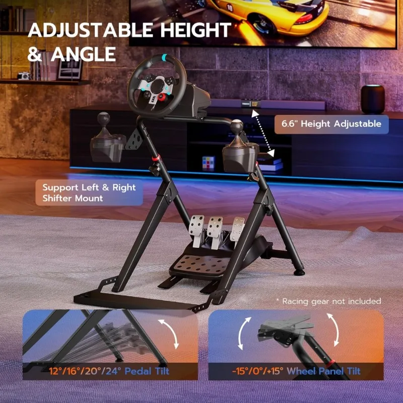 Stand Roda Balap Lipat dengan Slot Kursi untuk Kokpit Simulator Formula GT Kompatibel dengan PS5 PS4 Xbox PC Gaming