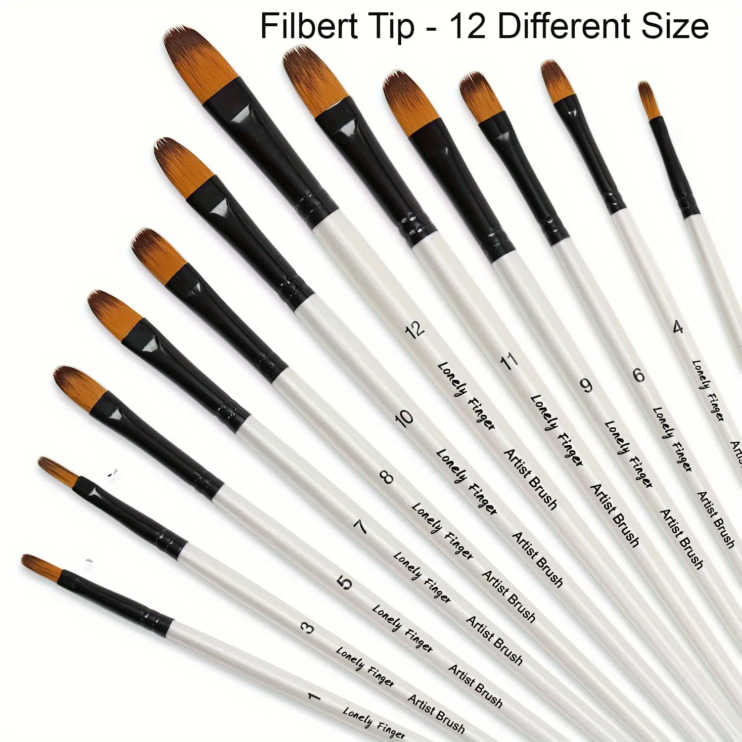 12-teiliges Künstler-Pinselset für Öl- und Acrylfarben, Pinsel mit flacher Spitze, Nylon-Pinsel für Künstler, Aquarellmalerei – Detail 1
