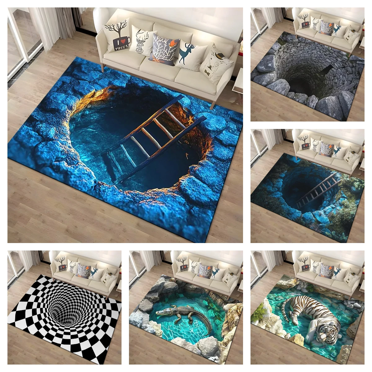 

3D Visual Doormat Prank Porch Decoration Doormat Carpet for Living Room Home Decor Sofa Table Kids Rug Anti Slip Chair Floor Mat