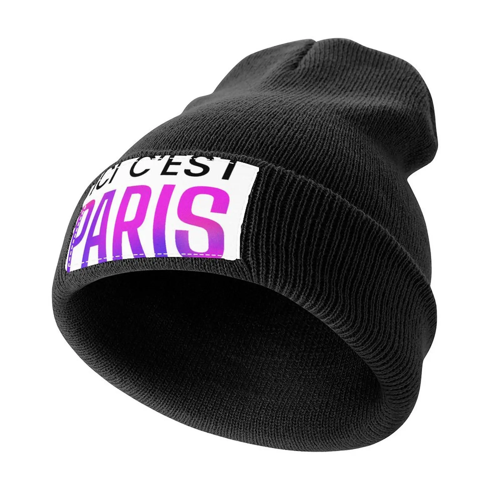 Ici C'est Paris Holographic Text (black) Knitted Cap hiking hat Hip Hop funny hat Men Women's