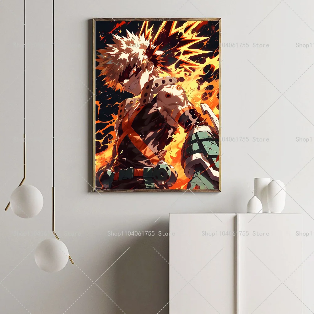 1PC My Hero Academia Bakugo Katsuki Anime Poster Self-adhesive Art Waterproof Paper Sticker Coffee House Bar Room Wall Decor