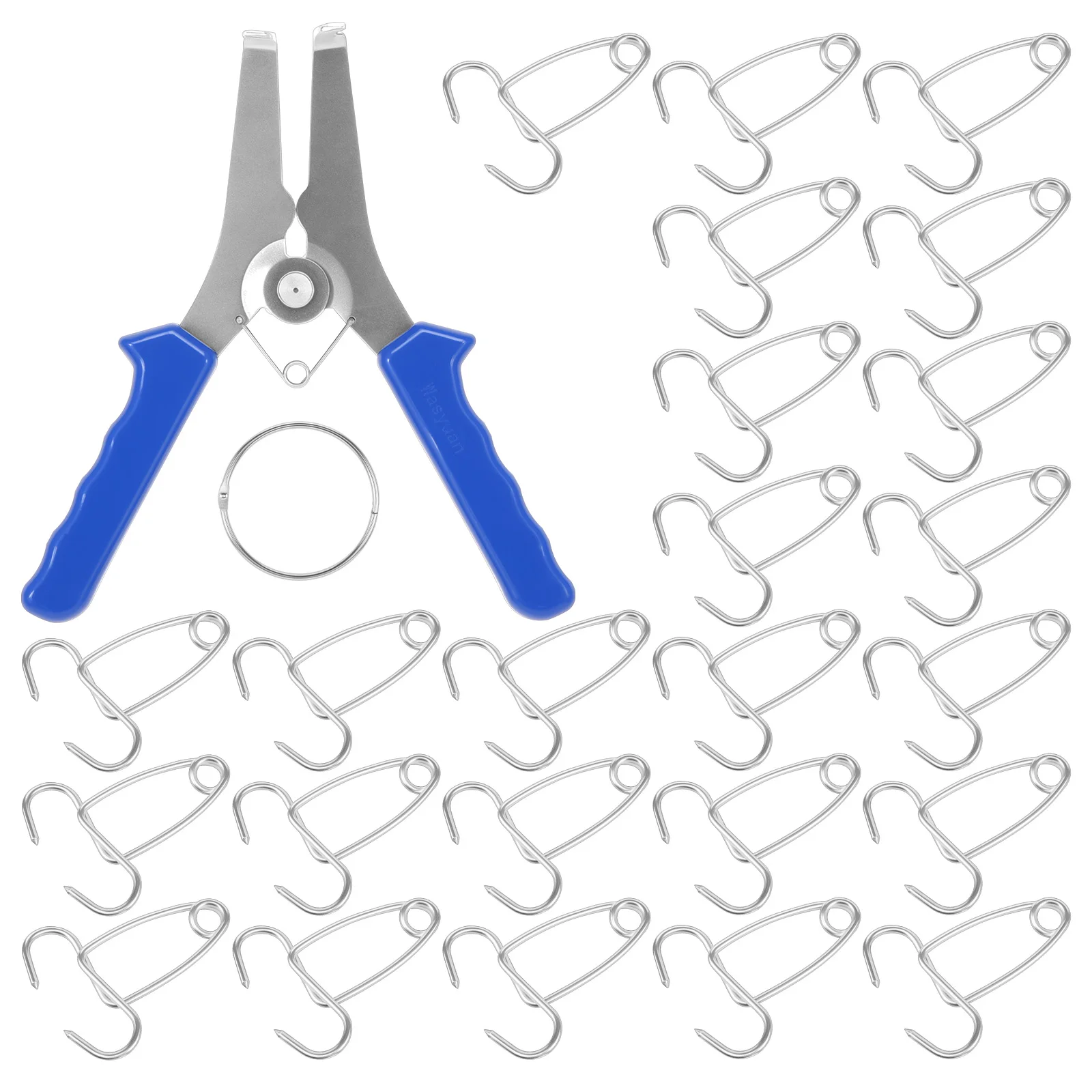 

24Pcs Miter Spring Clamp and Pliers Kit Stainless Steel Woodworking Spring Clamp with Storage Ring for Picture Frame Molding