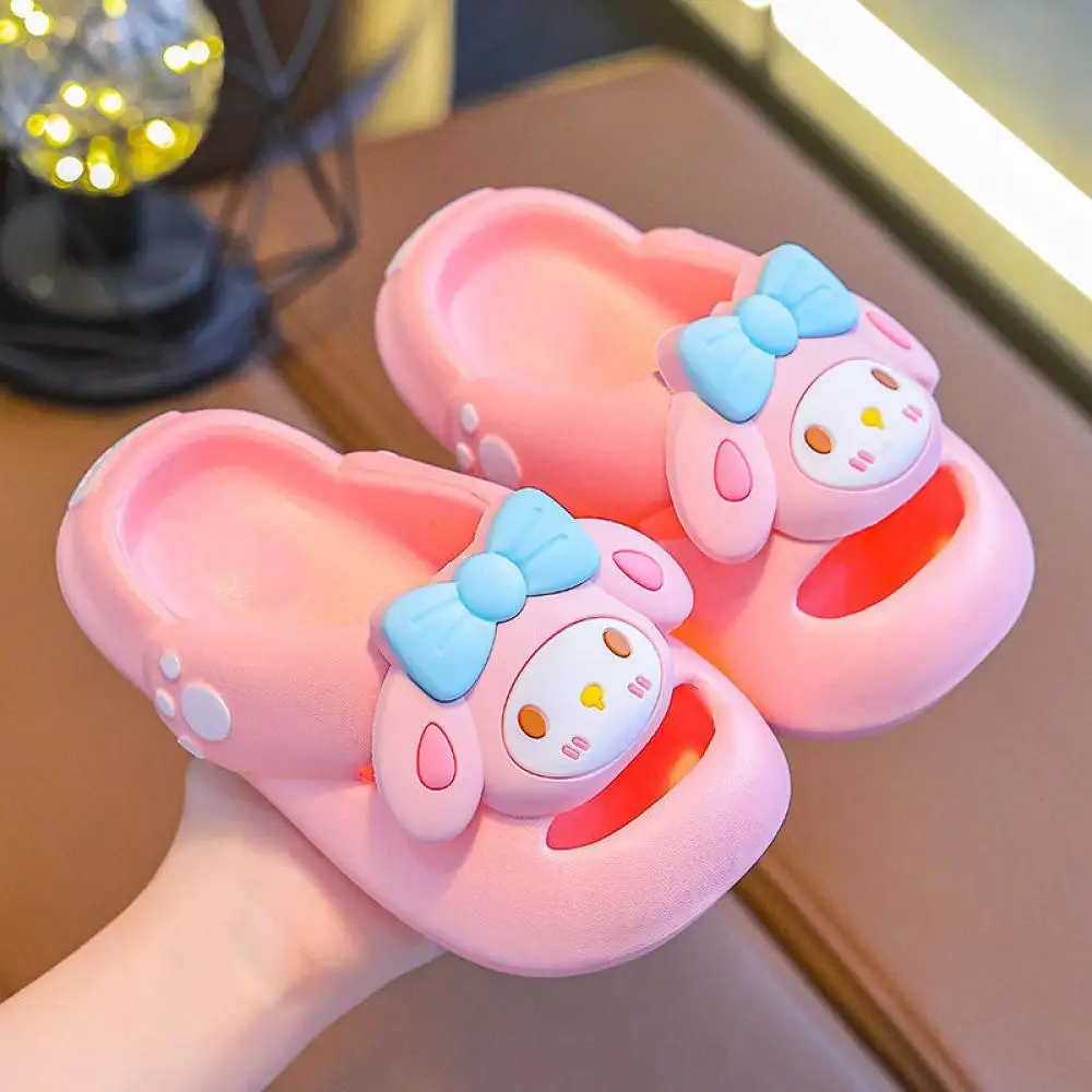 

Sanrio Hello Kitty летние тапочки для девочек Kawaii Kuromi My Melody Cinnamoroll аниме детские уличные пляжные нескользящие сандалии для ванной комнаты
