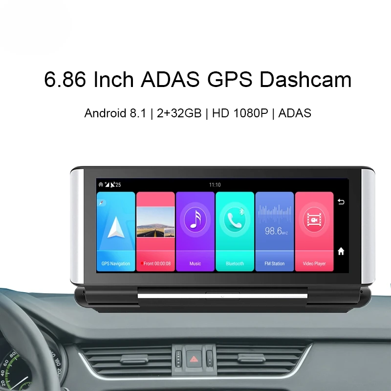 

4G Vehicle GPS Navigation 7 Inch Android 8.1 2GB+32GB Dual Lens Dash Cam Car DVR Rear Camera Recorder 24H Parking surveillance