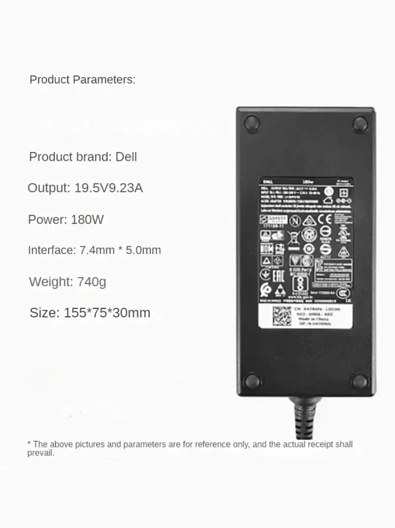 Caricatore portatile originale Dell 180W AC per G5 G7 5587 5590 7588 7590 7790 LA180PM180 DA180PM111 Alimentatore per laptop LA180PM180