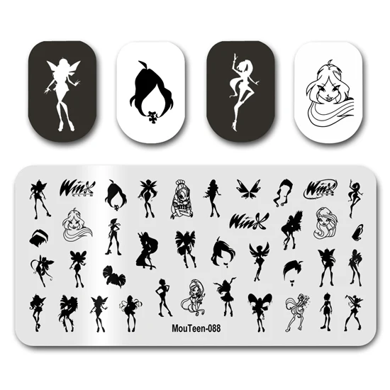 Nail Stamp mouteenage 088 Cartoon Winx Sex Spirit piatti per unghie Stamp King Manicure Set per Nail Art Stamping