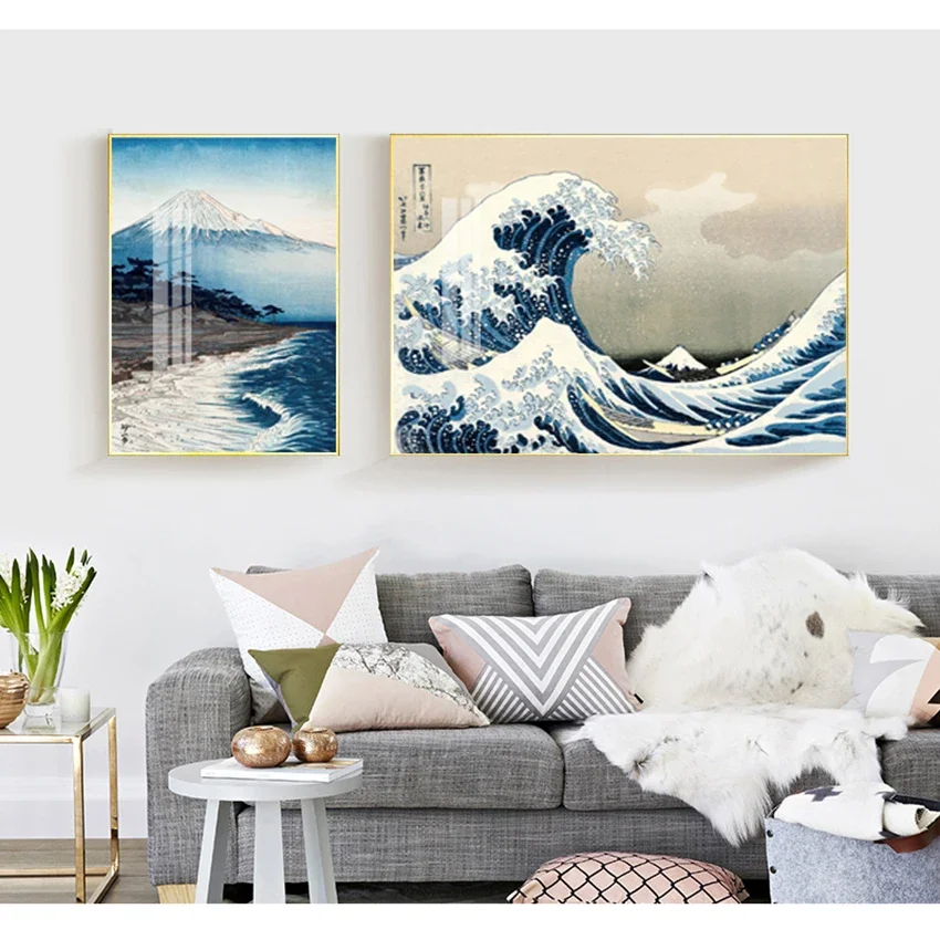 Pictures For Living Room Oriental Home Decor Vintage Japanese Landscape Poster Prints Wave Kanagawa Art Canvas Painting Wall