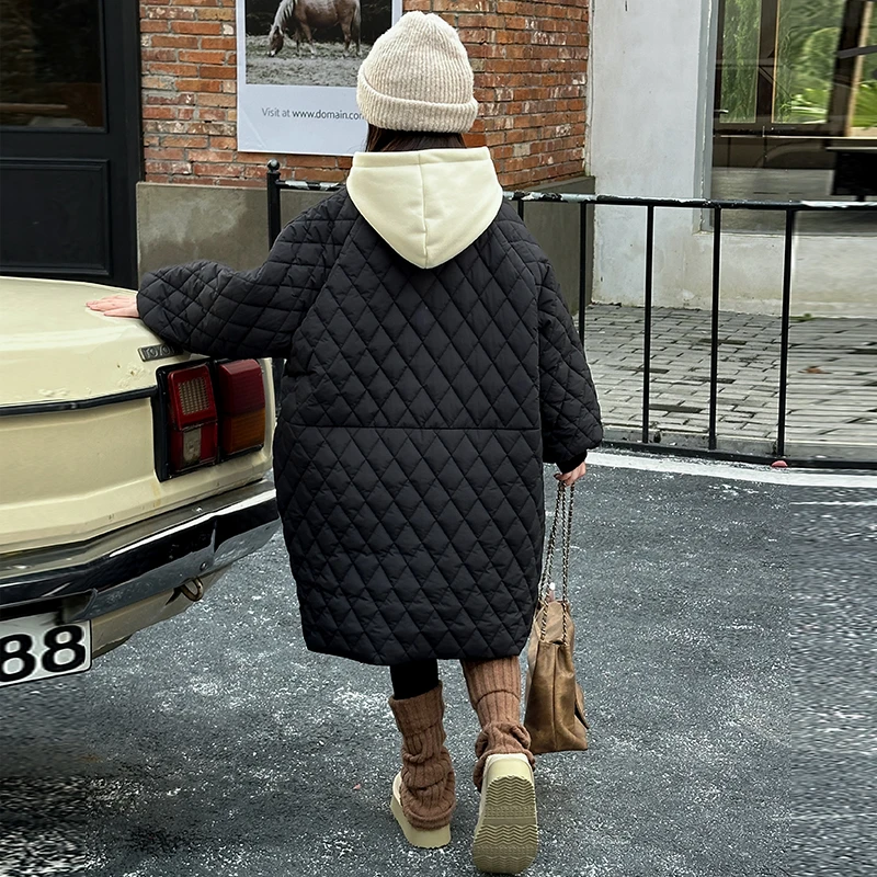 2025 AW جديد البند 4-14Y الفتيات معطف مبطّن اليابان الكورية موضة سميكة طويلة أسفل سترة المتضخم الشتاء معطف دافئ للأطفال