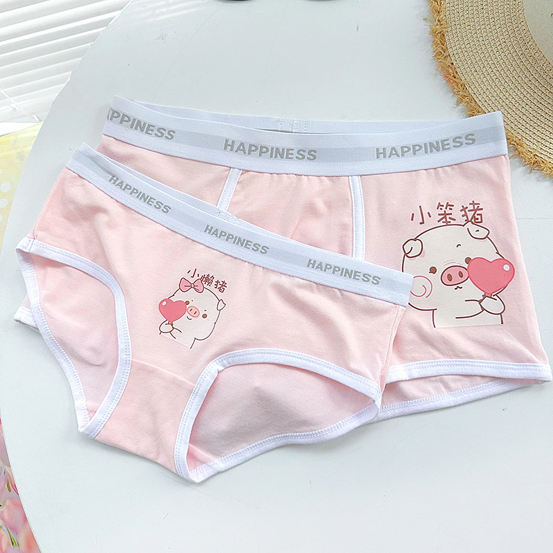 

Нижнее белье для пар в стиле Лолиты, мужские и женские милые треугольные брюки из чистого хлопка для девочек, мужские брюки с плоскими углами