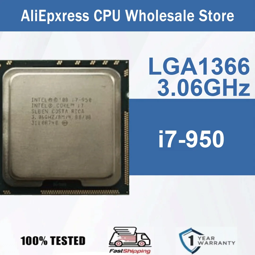 Intel Core i7-950 4 núcleos 8 threads 3.06GHz 130W 8MB Cache 45nm Nehalem DDR3-800/1066/1333 MHz SLBEN LGA 1366