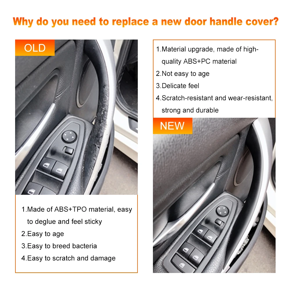 Car Interior Door Handle Cover For BMW 3 4 Series F30 F31 F34 F80 M3 2012-2018 F32 F33 F36 F82 F83 M4 2014-2017 Accessories