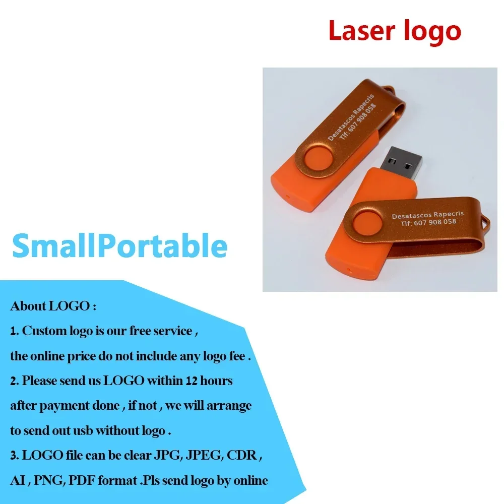 10 pz/lotto chiavetta USB Rotable 2.0 Pen Drive 64GB 32GB 16GB 8GB 4GB Pendrive Usb Memory Stick Logo gratuito per regalo fotografico