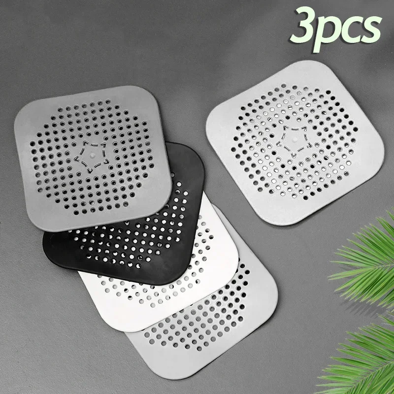 Silicone Anti-Blocking Drain Hair Catcher, Banheira coador, Chuveiro Floor Stopper Cover, Acessórios de cozinha e banheiro, Filtro pia, 3pcs