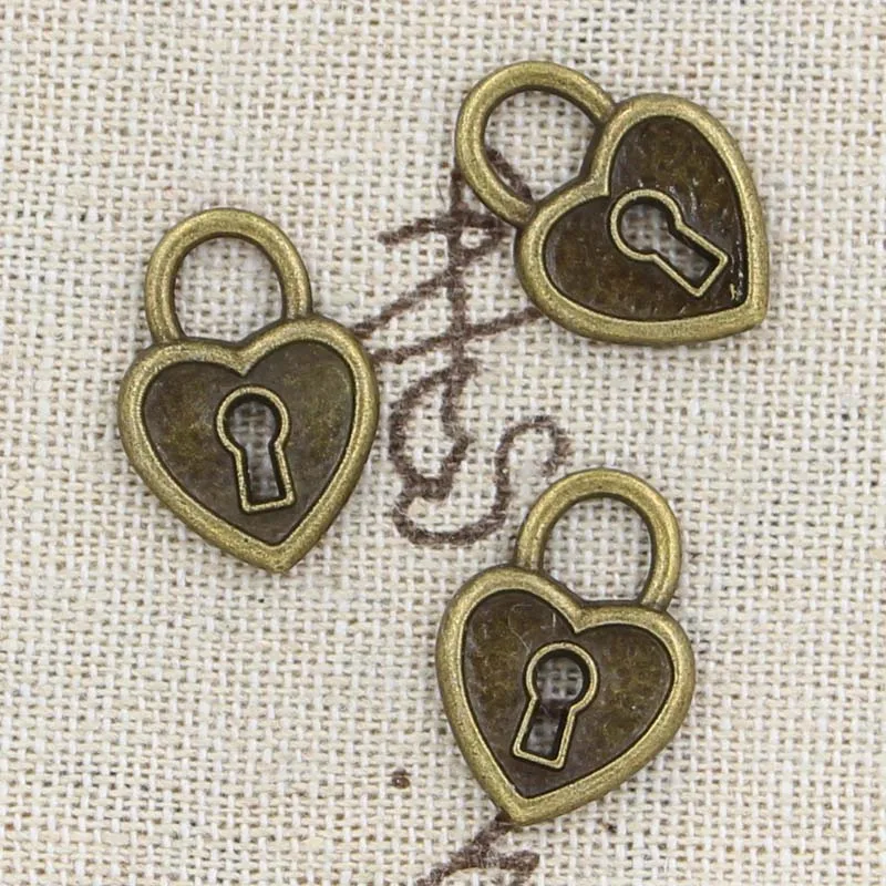15 sztuk Charms serce blokada 19x14mm Antique Making wisiorek fit, w stylu Vintage tybetański brąz srebrny kolor, ręcznie robiona biżuteria DIY