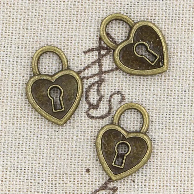 15 sztuk Charms serce blokada 19x14mm Antique Making wisiorek fit, w stylu Vintage tybetański brąz srebrny kolor, ręcznie robiona biżuteria DIY