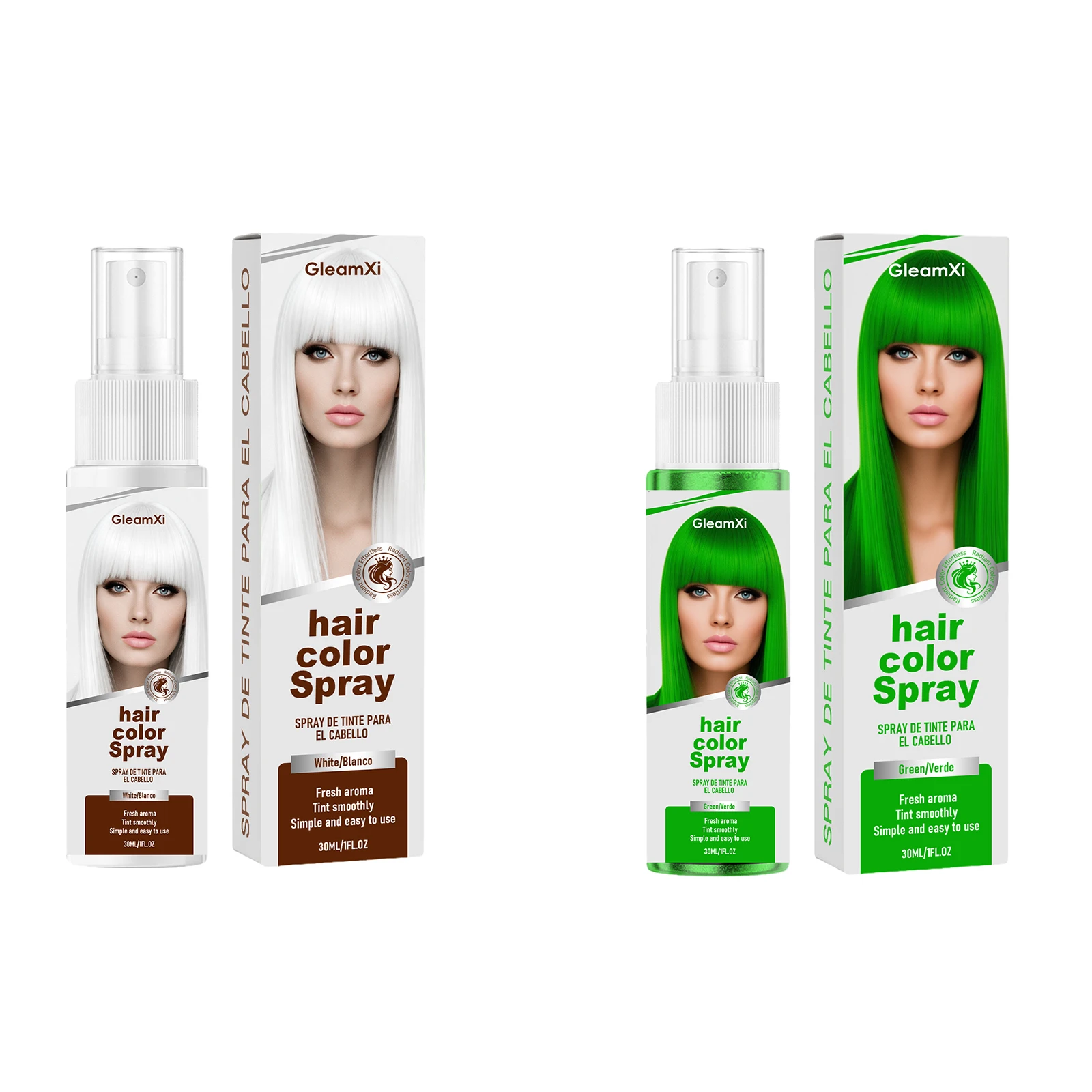 Temporary White / Green Hair Spray Fashion Bright Hair Styling Spray Light Non Stain Clothes Long Lasting Fresh Look Washable image 5