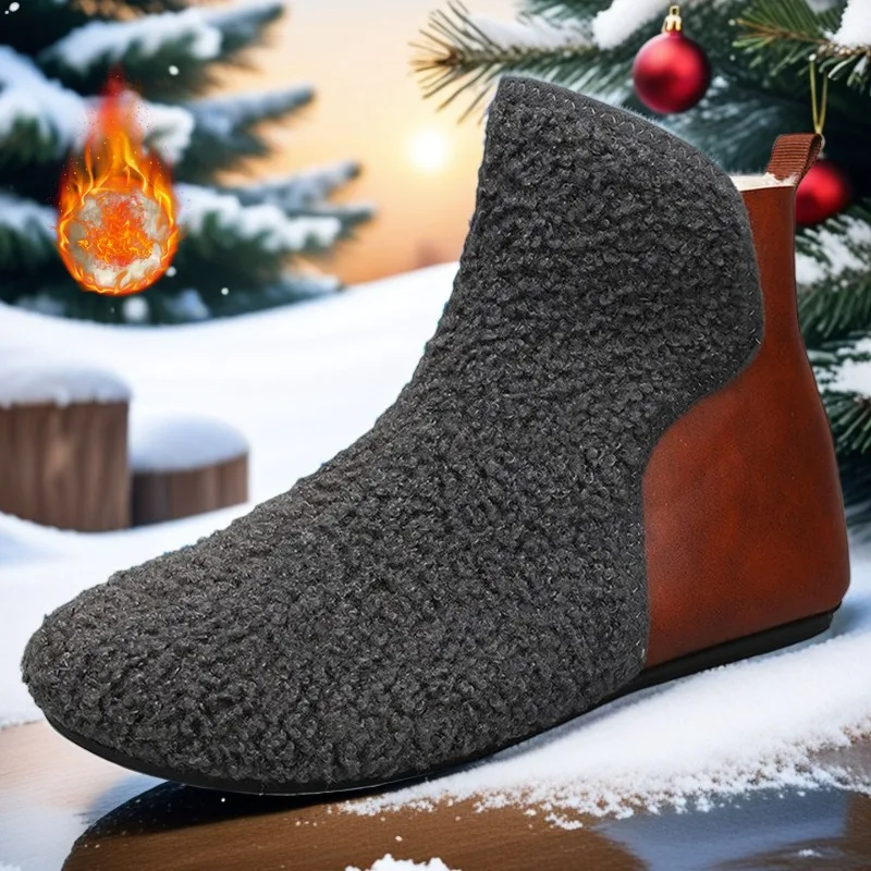 

MAEDEF Man Cotton Shoes Men Slippers Warm Thin Bottom Soft Casual Slippers Plush Loafers Men Winter Boots Man Warm Walking Shoes