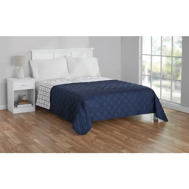 

Blue Emmett Plaid Microfiber Quilt, Full/Queen