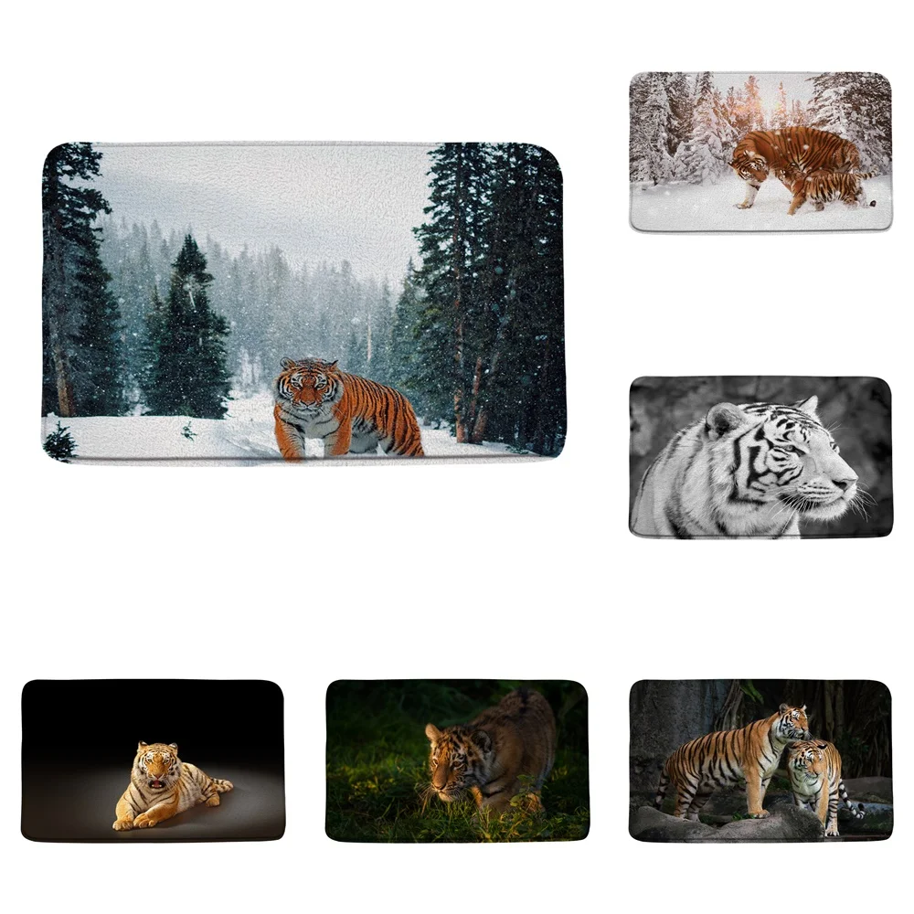 

Animal Anti Slip Bath Mats Bathroom Decor Carpet Rugs Floor 3D Tiger Winter Forest Pine Needle Tree Snow Kitchen Toilet Doormat