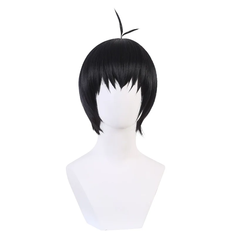 الأزرق السجن جي شي يي شعر مستعار تأثيري الأزرق الداكن الشعر القصير مع الدمبل الانفجارات نمط أنيمي تأثيري هيربيسي