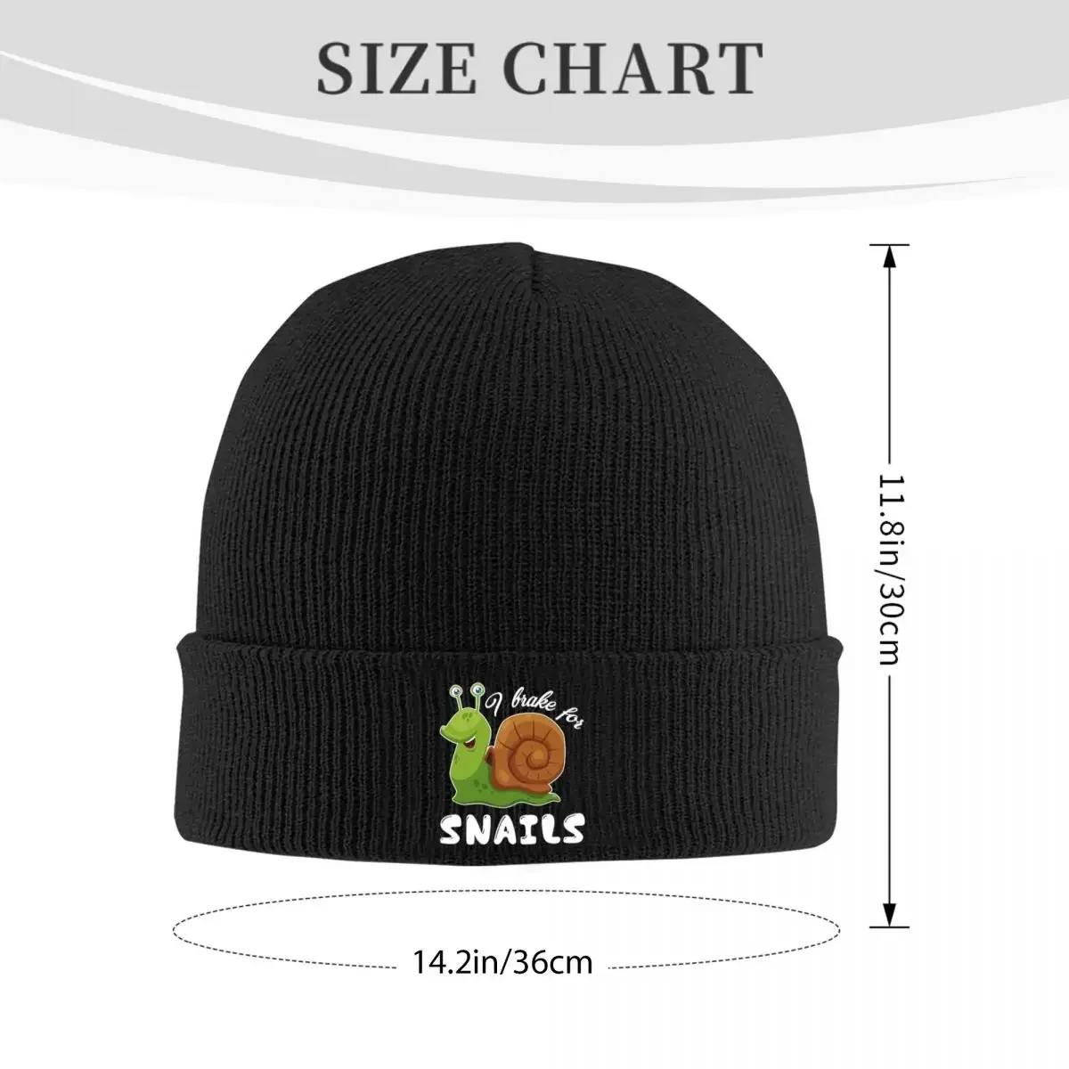 Snail - I Brake For Snails Warm Knitted Cap Fashion Bonnet Hat Autumn Winter Outdoor Beanies Hats for Unisex Adult