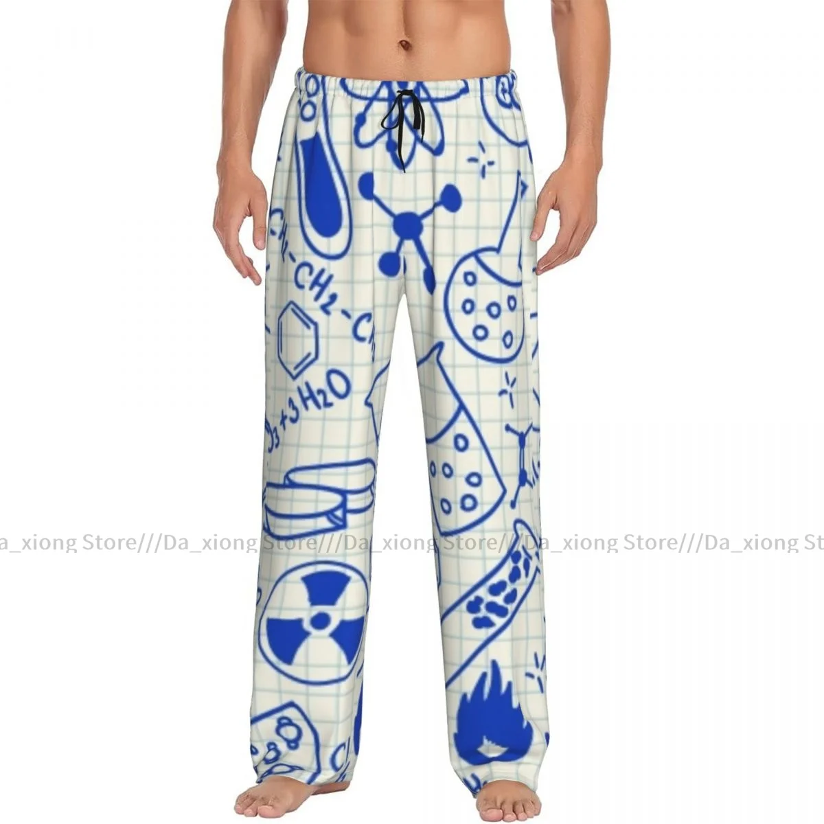 Men Sleep Bottoms Male Lounge Trousers Men's Chemical Doodles Pattern Pajama Pants