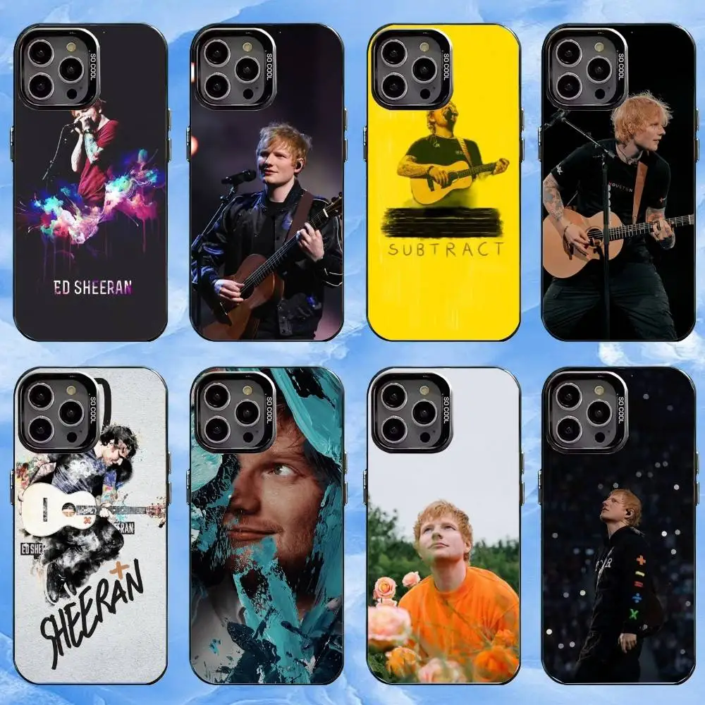 

Singer E-Ed Sheeran Phone Case For iPhone17,16,15,14,13,12,11 Plus,Pro Max Black Candy silver phone case