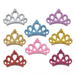 80Pcs Mixed Glitter Fabric Patches Glitter Crown Applique for Craft/Clothes DIY Scrapbooking Accessories