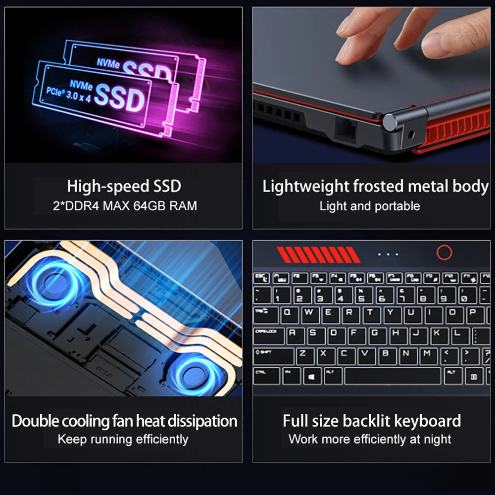 S6 Laptop re i9-13900HK RTX 4050 6G Backlit Keyboard notebooks gamers 16.1'' 4800mah 64GB 2*DDR5 2*M.2 144Hz PCI-E gaming laptop