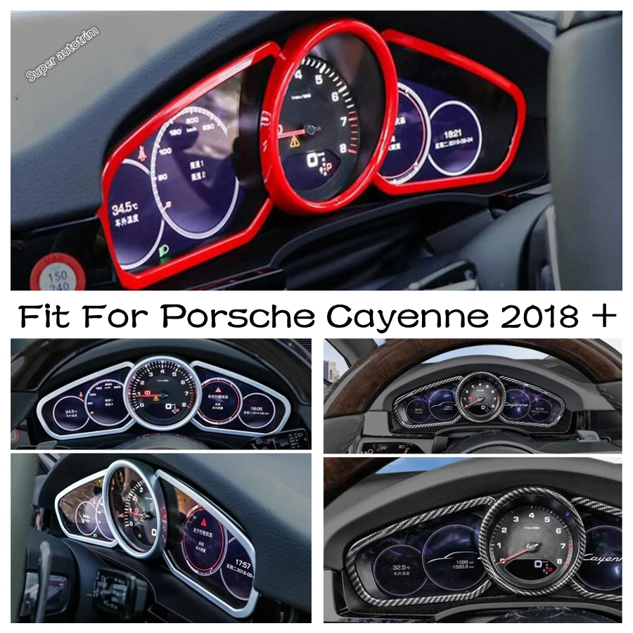 

Accessories Center Control Dashboard Instrument Frame Cover Trim For Porsche Cayenne 2018 - 2023 Red / Matte / Carbon Fiber Look