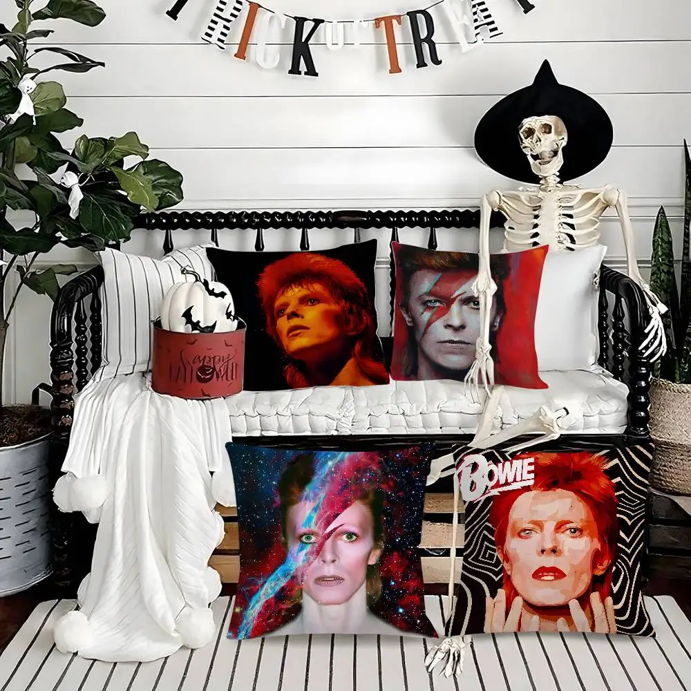 

Hot Singer D-David B-BowiesS Pillow Case Soft Plush Fabric Double Sided Print Decorative Home Living Room Gift Cushion Cover