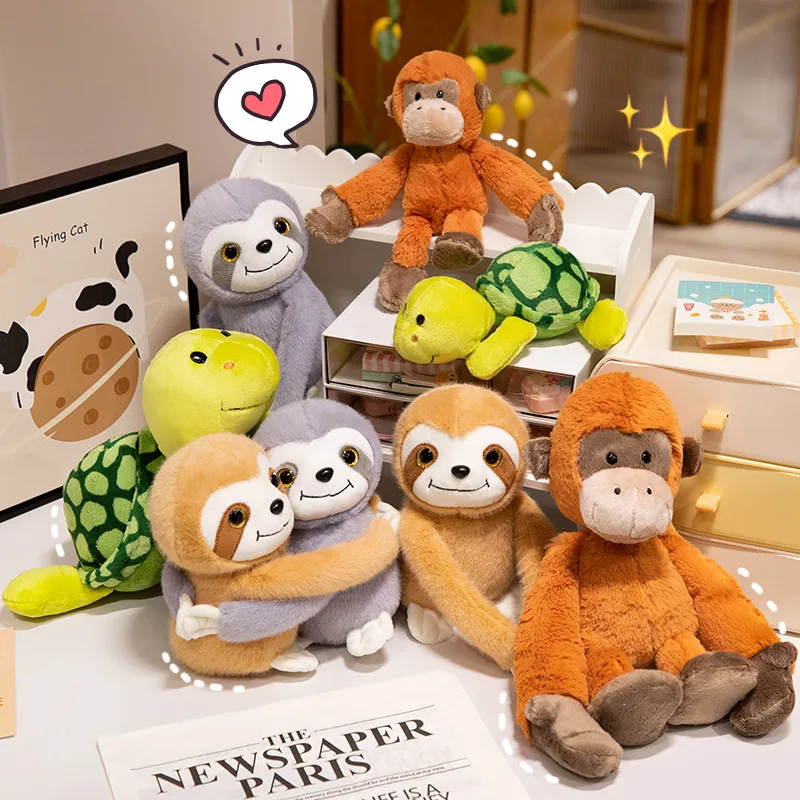 Simulation Sloth Plush Toys Lifelike Animal Monkey Turtle LambStuffed Dolls Kawaii Home Decor Kids Xmas Birthday Gifts