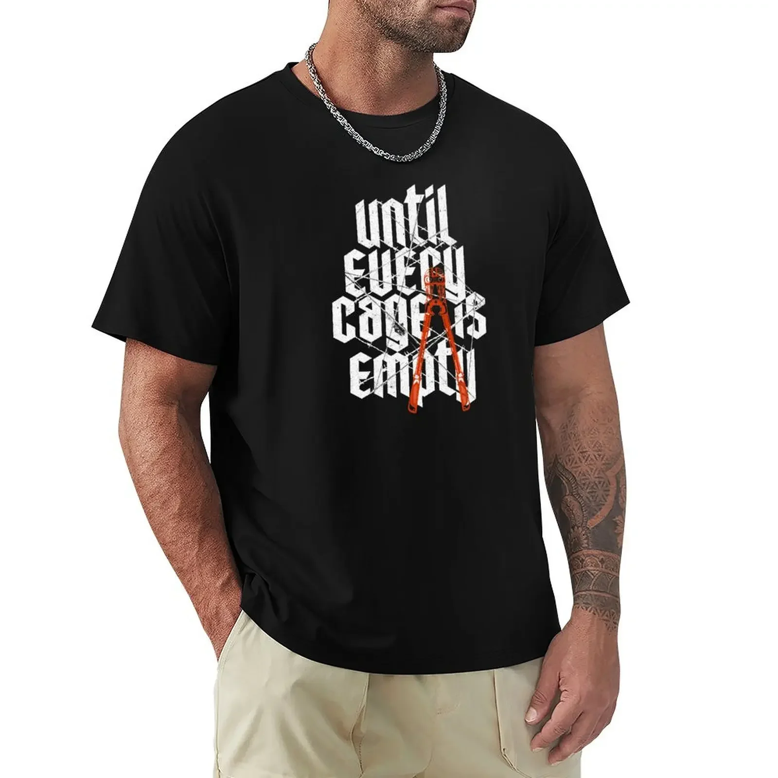 UNTIL EVERY CAGE IS EMPTY - Animal Rights Vegan Activism T-Shirt summer clothes korean fashion funny t shirts for men