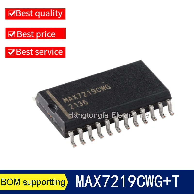 MAX7219 MAX7219CWG+T SOIC-24 SOIC24 Serial Interface 8-bit LED Display Driver Chip IC Integrated Circuit