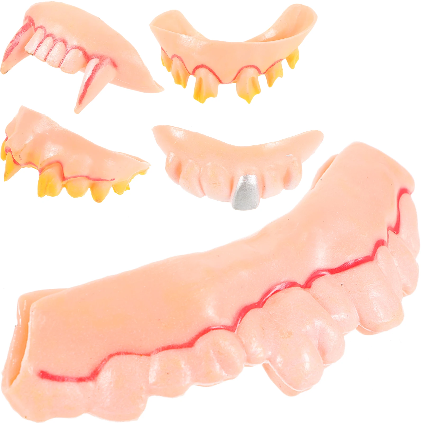 

5pcs Funny Wacky Artificial Teeth Set Plastic Halloween Easter Prop Toy One Size Fits All Random Shape