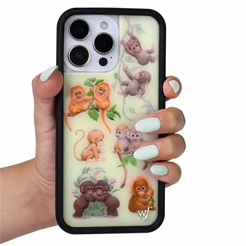 Flor selvagem ins macaco biz caso de telefone para iphone 17 16 15 14 13 12 pro max plus wf dos desenhos animados adorável animal tigre capa à prova de choque