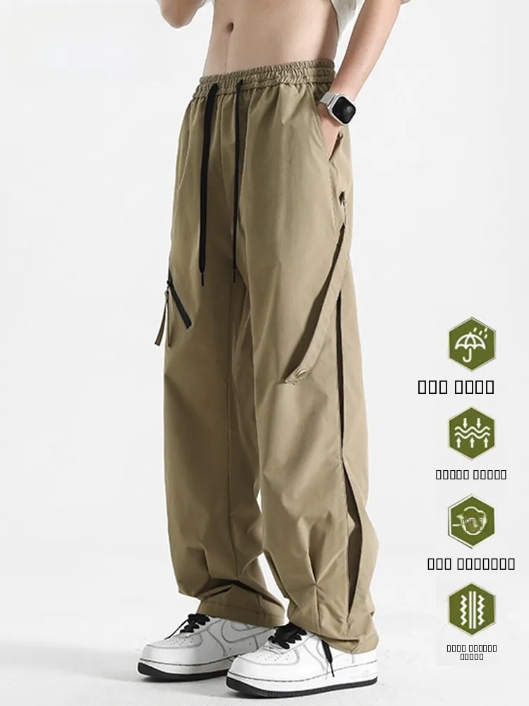 

Свободные мужские походные брюки, лето 2024, модные брендовые повседневные спортивные брюки с прямыми штанинами для отдыха, уличная рабочая одежда