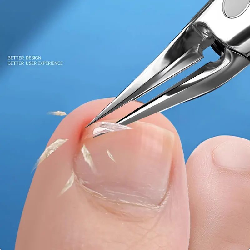 Cortauñas en ángulo, cortaúñas encarnadas para uñas gruesas, hoja curva inclinada, cortadores de uñas de acero inoxidable, herramienta de pedicura