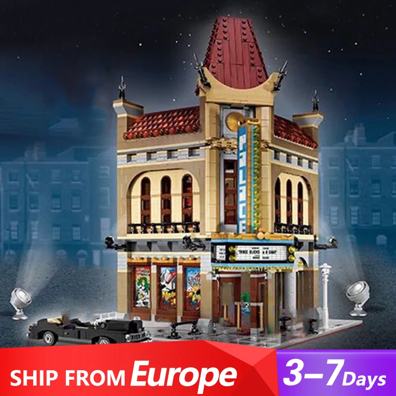 2182±pcs Street View Series Palace Cinema Creative Building Blocks Brick Puzzle Toys for Children Kids Birthday Gift