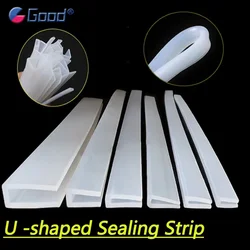 Tira de sellado en forma de U de 1/2/3/5M, burlete protector de borde de silicona para puerta y ventana, resistente al agua, vidrio sin marco, cinta de sellado de acero