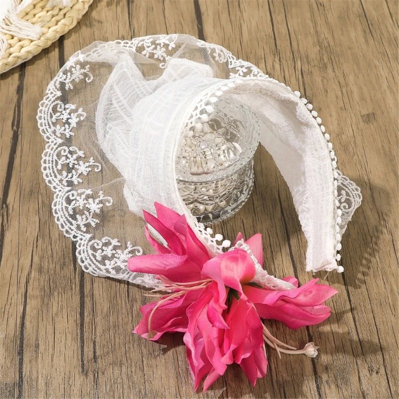 

Elegant Lace Bandana Laciness Party Decorations Balletcore Stage Shows Flower Hair Scarf Headscarf Headdress