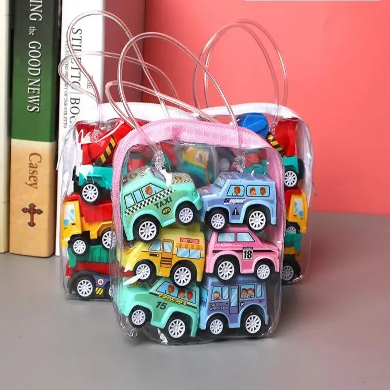 6PCS Zurückziehen Auto Modell Spielzeug Mobile Fahrzeug Feuerwehrauto Taxi Modell Kind Mini Autos Junge Diecasts Spielzeug Geschenk für Kinder