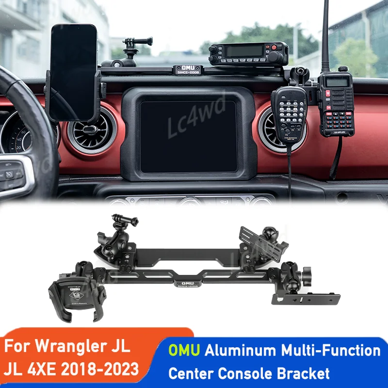 LC4WD 4x4 Accessories OMU Aluminum Multi-Function Center Console Bracket Phone Holder For Jeep Wrangler JL JT 4X 2018-2023